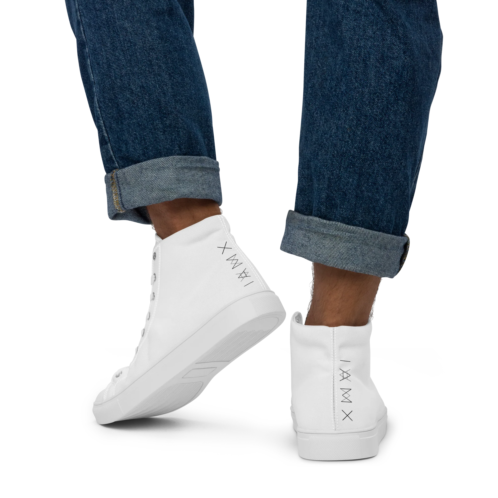 Men’s High Top Canvas Shoes - Mirror Logo - White - Image 2