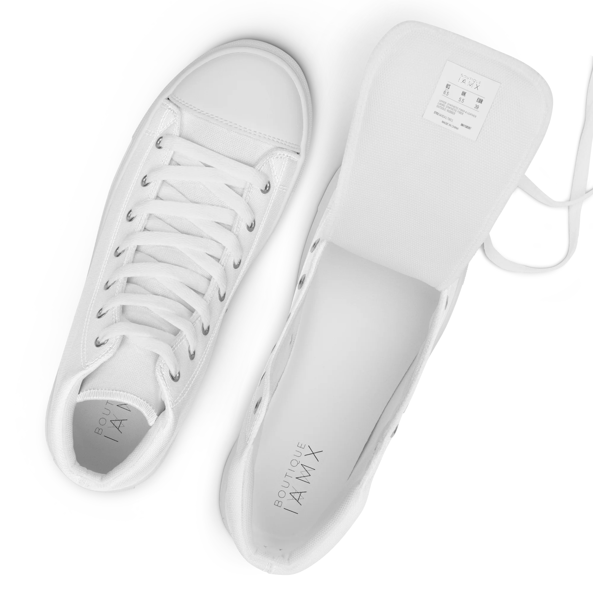 Men’s High Top Canvas Shoes - Mirror Logo - White - Image 3