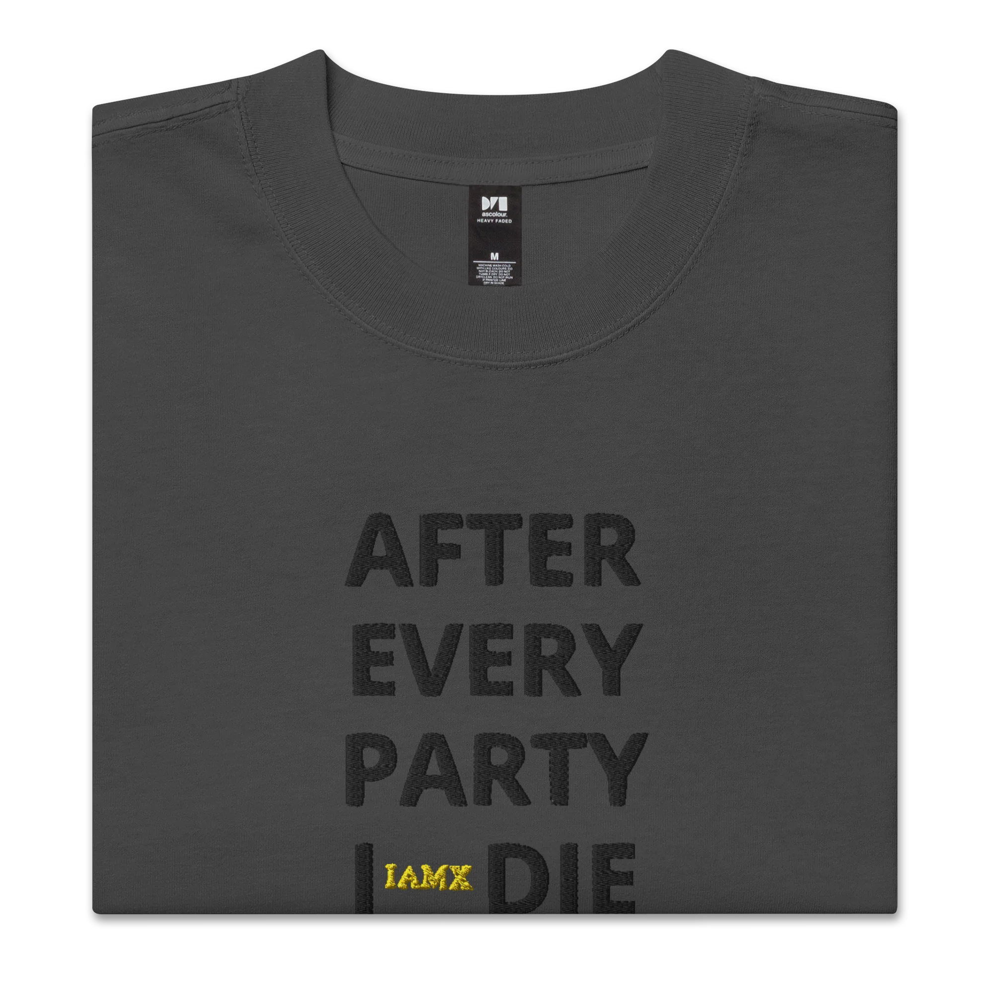 Oversized Faded T-Shirt - After Every Party I Die (Embroidered) - Image 3