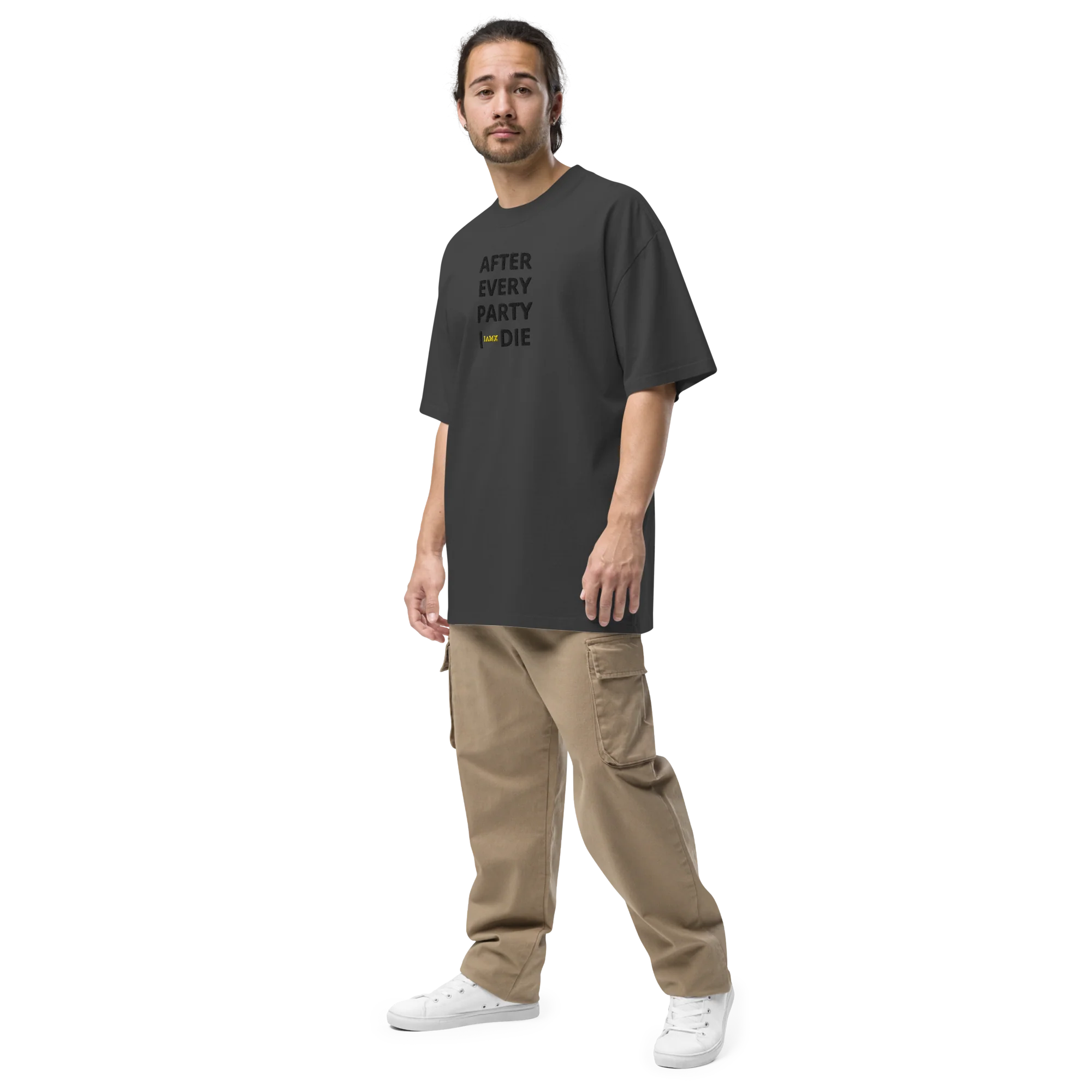 Oversized Faded T-Shirt - After Every Party I Die (Embroidered) - Image 5
