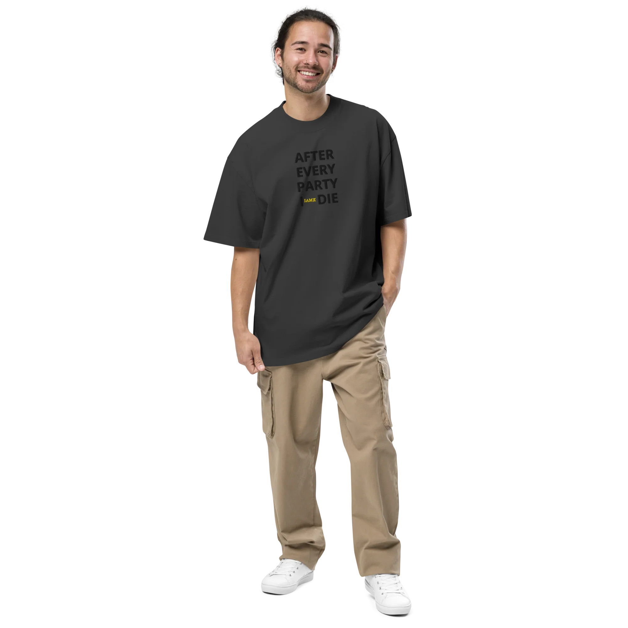 Oversized Faded T-Shirt - After Every Party I Die (Embroidered) - Image 7