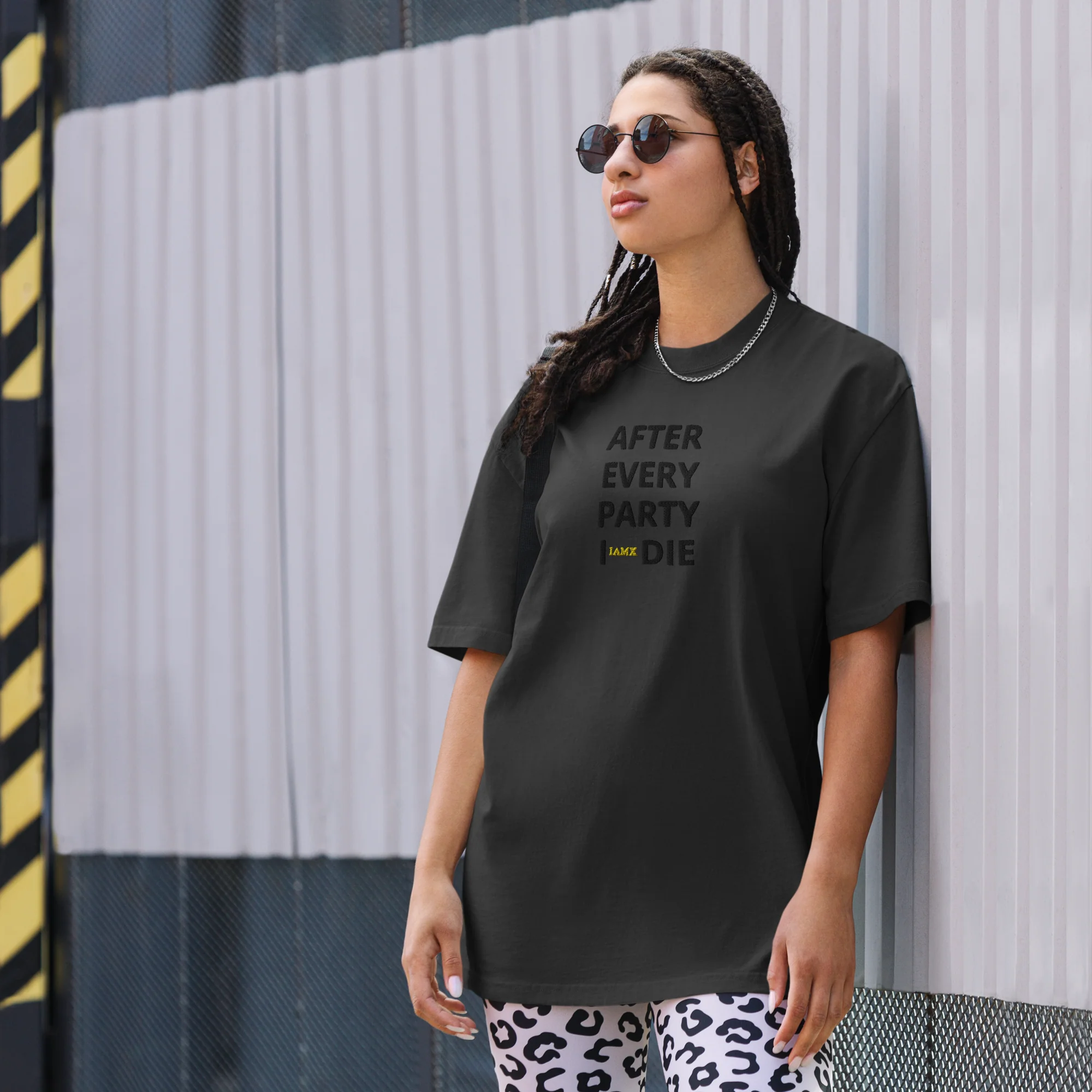 Oversized Faded T-Shirt - After Every Party I Die (Embroidered) - Image 8